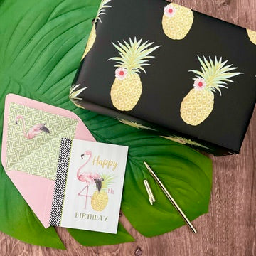 Flamingo and Pineapple 40th Milestone Birthday Card