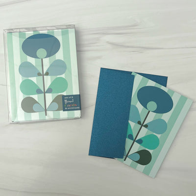 Blue Flower Mid Century Modern Matte Note Card