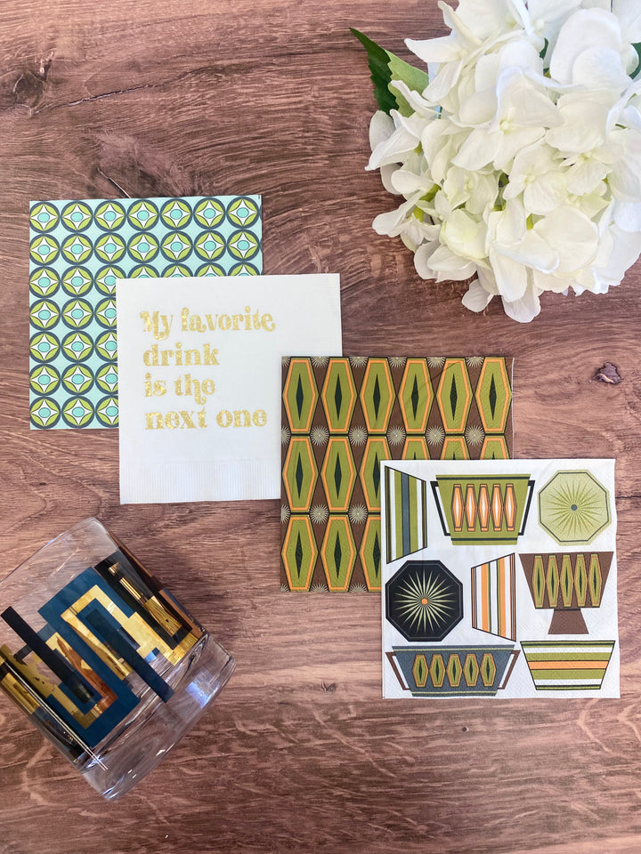 Mid Century Modern Retro Cookware Cocktail Beverage Napkin