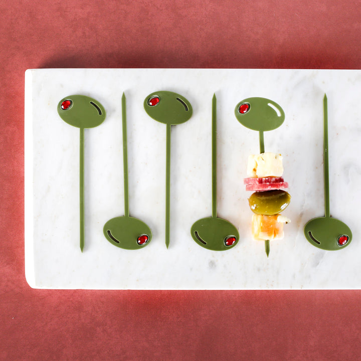 Olive Green Acrylic Appetizer Cocktail Pick Set of 8