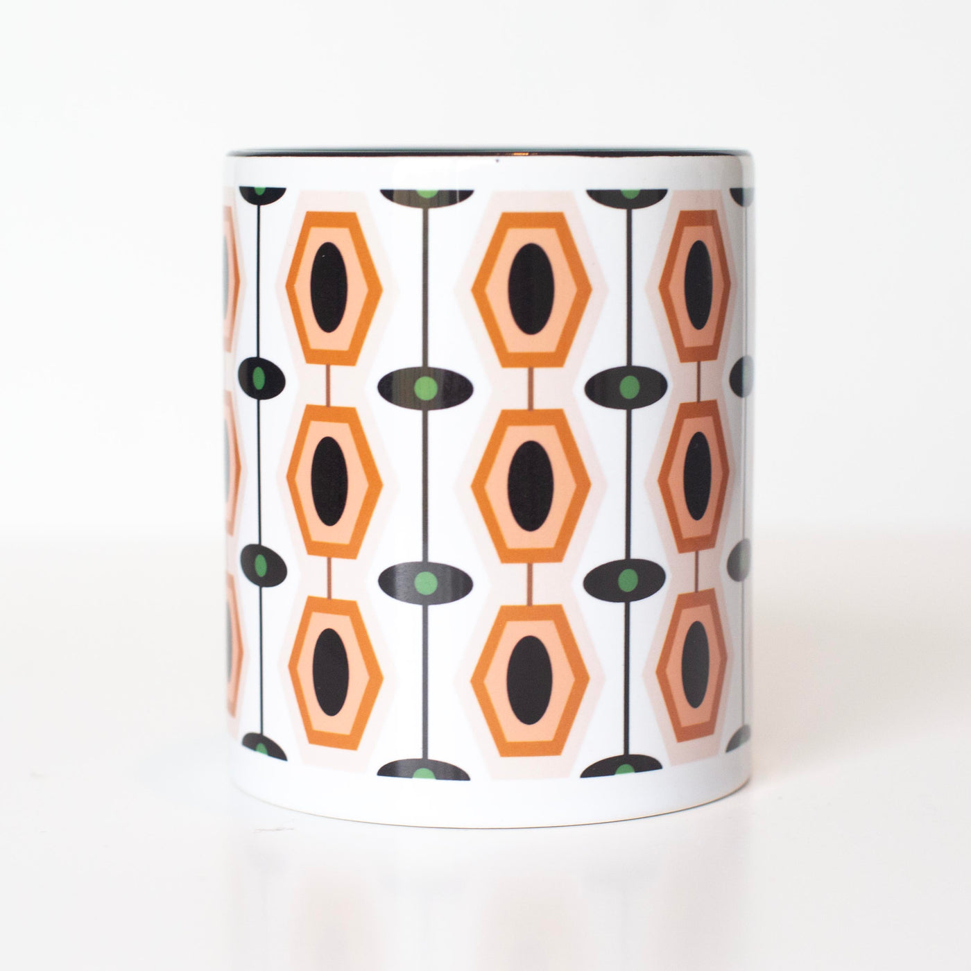 mid century modern long hexagon ceramic tiki mug