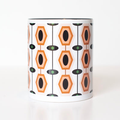 mid century modern long hexagon ceramic tiki mug