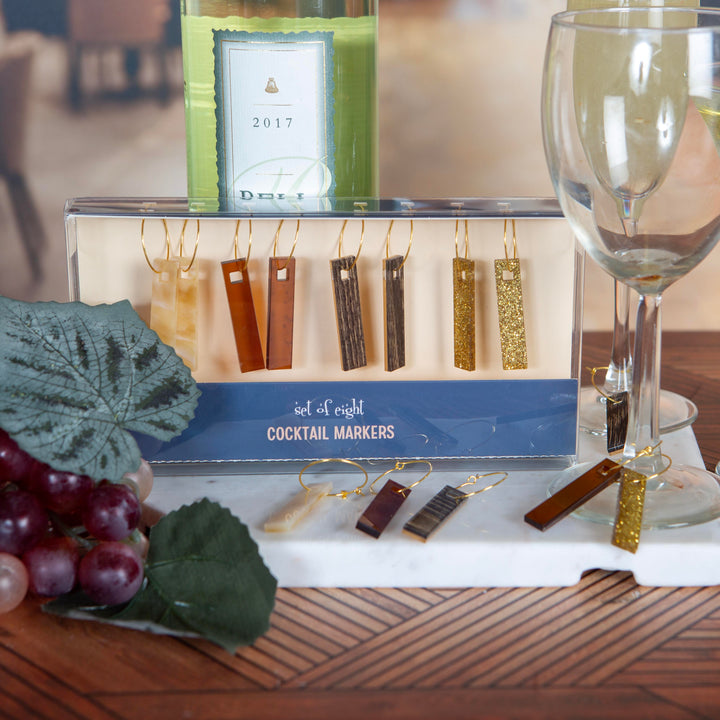 Shades of Brown Acrylic Cocktail Marker Wine Charms