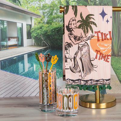 Vintage Tiki Mid Century Modern Highball Tall Cocktail Glass