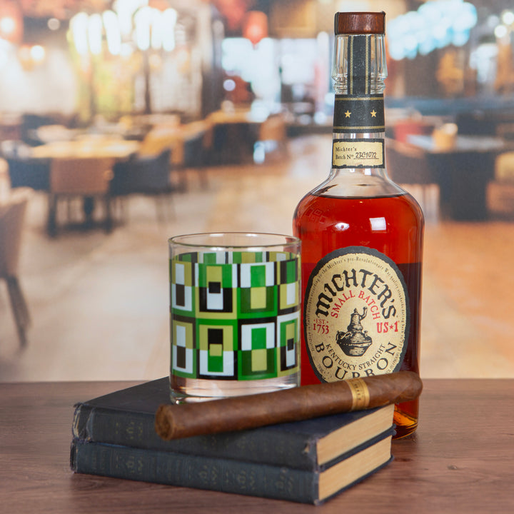 Green Square Mid Century Vintage Cocktail Glasses