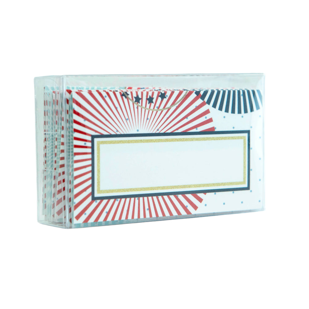 Retro Starburst Patriotic Folded Place Cards, 4th of july food tags,summer hostess gift, vintage placecards, summer wedding name place cards, american mid century modern table setting