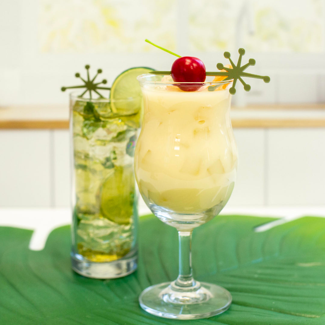 Retro Starburst Olive Green Acrylic Appetizer Cocktail Pick