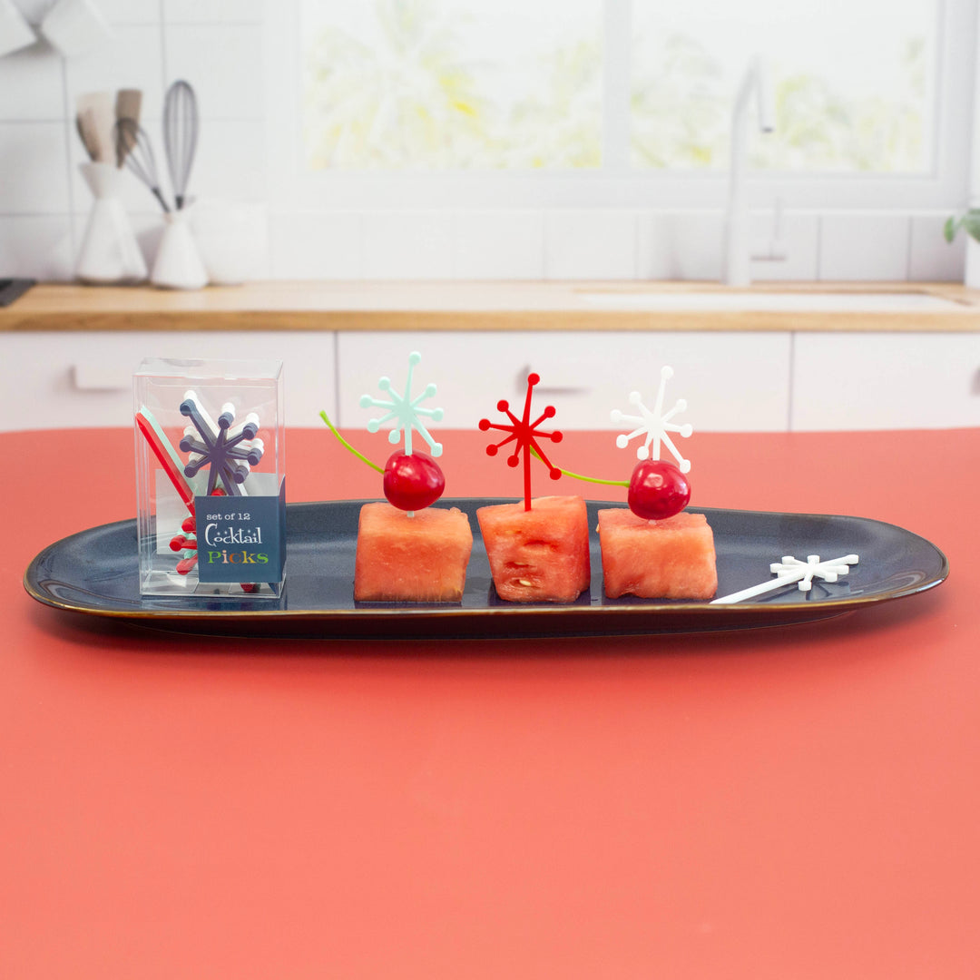 Patriotic Retro Starburst Acrylic Appetizer Cocktail Pick Set