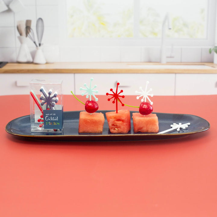 Patriotic Retro Starburst Acrylic Appetizer Cocktail Pick Set