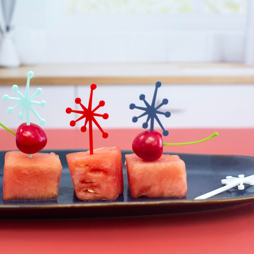 Patriotic Retro Starburst Acrylic Appetizer Cocktail Pick Set