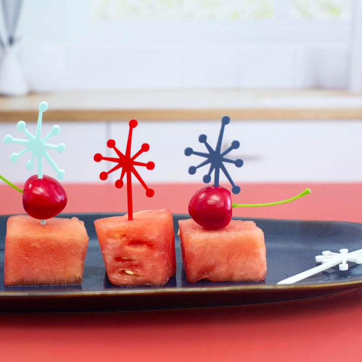 Patriotic Retro Starburst Acrylic Appetizer Cocktail Pick Set