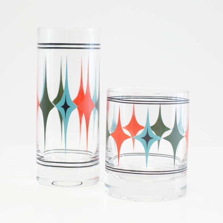 Starlight Diamond Mid Century Vintage Retro Cocktail Glasses