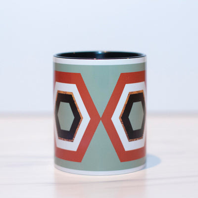 Sage and Amber Hexagon Mid Century Modern Coffee Mug