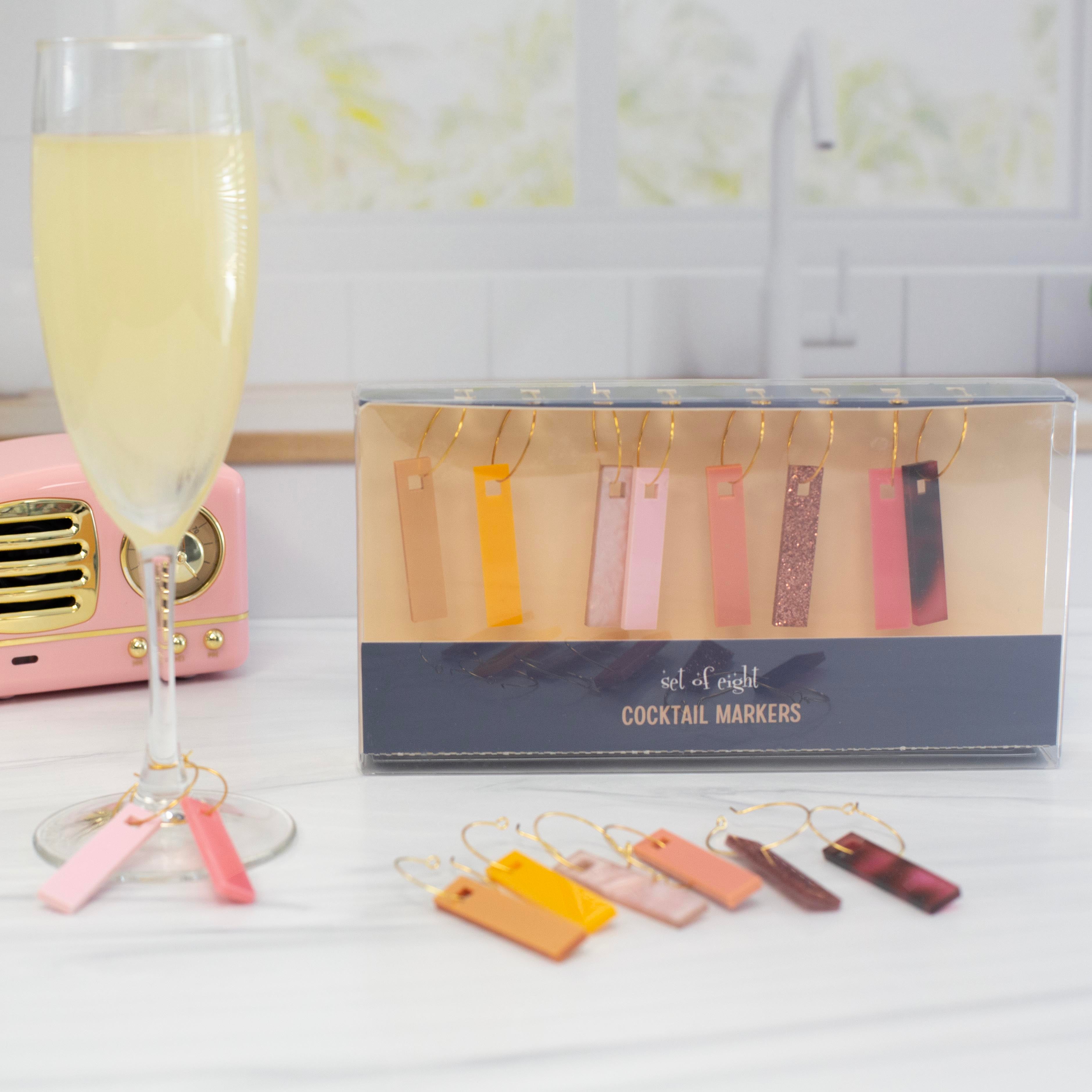 pink acrylic wine charms