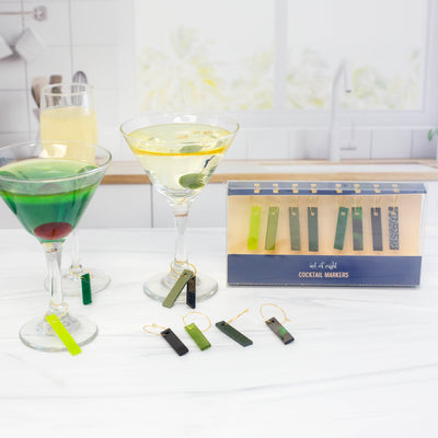 Set the mood for any occasion with these stylish Green With Envy Acrylic Wine Charms! Each boxed set contains 8 lightweight acrylic charms in a variety of fresh, sophisticated shades from green to black that will add a unique, stylish touch to your glassware. Envious swanky swag for your stems!