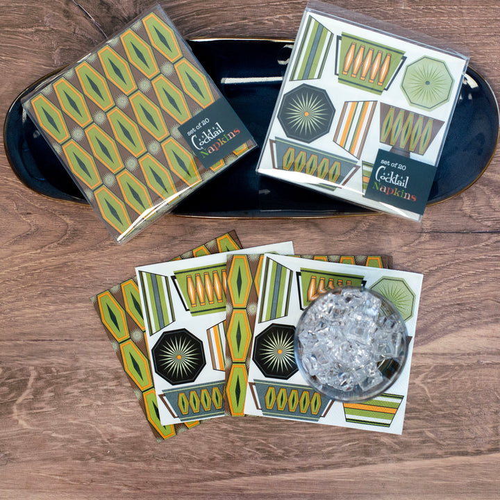 Mid Century Modern Retro Cookware Cocktail Beverage Napkin