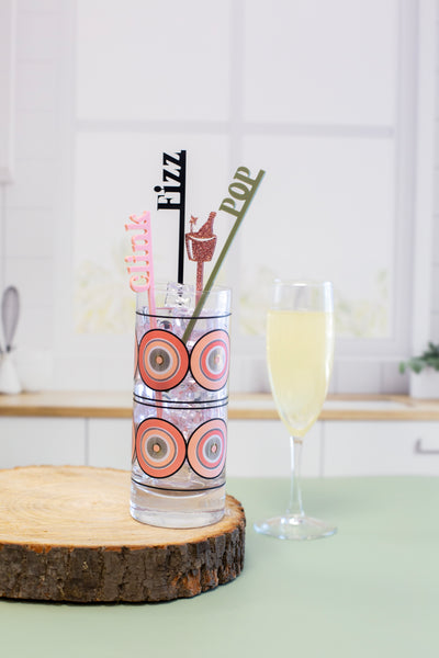 Pop Clink Fizz Acrylic Swizzle Stix Drink Stirrers