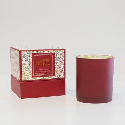 Cranberry Prosecco Mid Century Gold Foil Boxed Candle