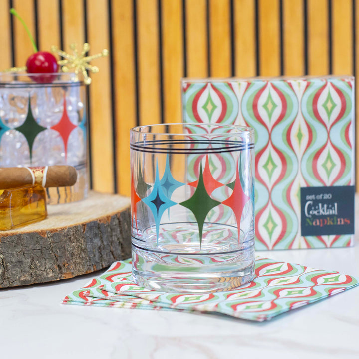 Starlight Diamond Mid Century Vintage Retro Cocktail Glasses