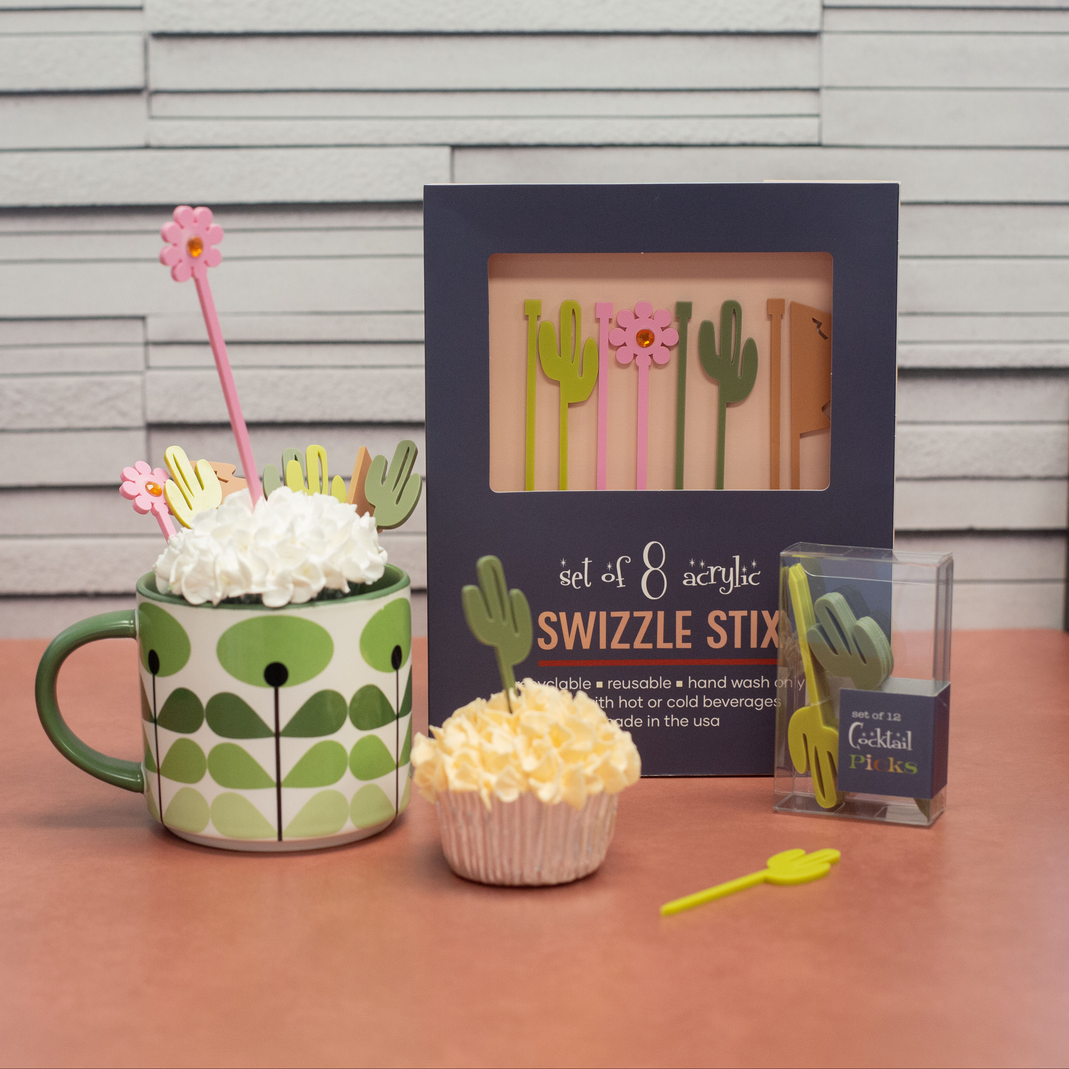 Cactus Mountain Western Acrylic Swizzle Drink Stirrers – Mod Lounge
