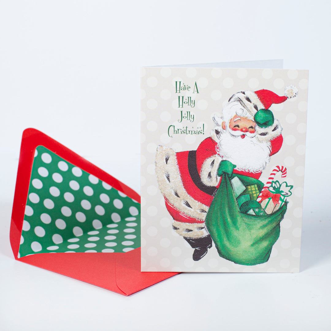 Holly Jolly Santa Greeting Card A7