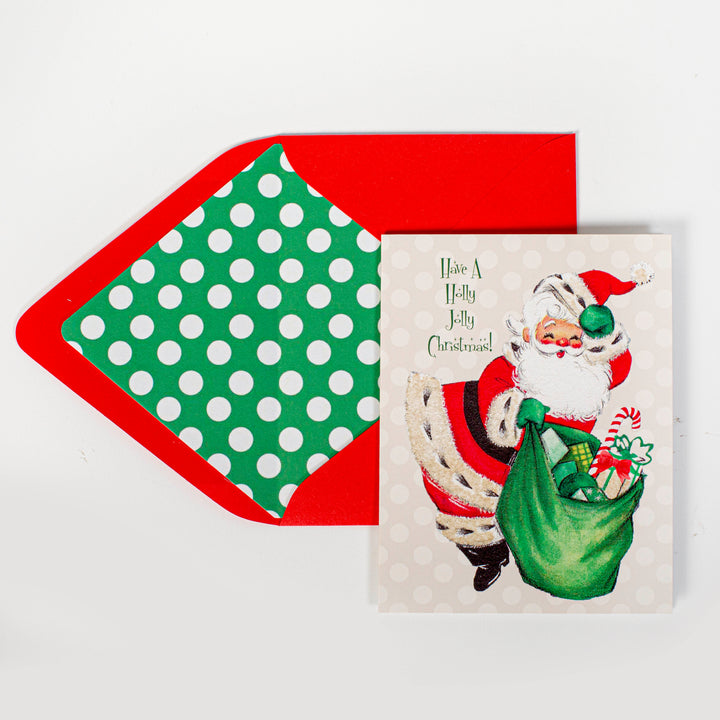 Holly Jolly Santa Greeting Card A7