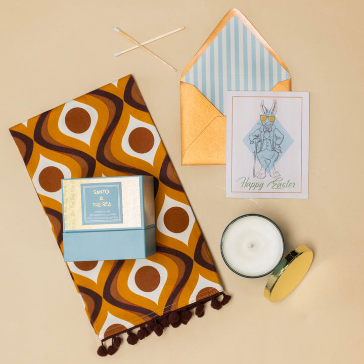 Palo Santo and the Sea Light Blue Gold Foil Boxed Candle