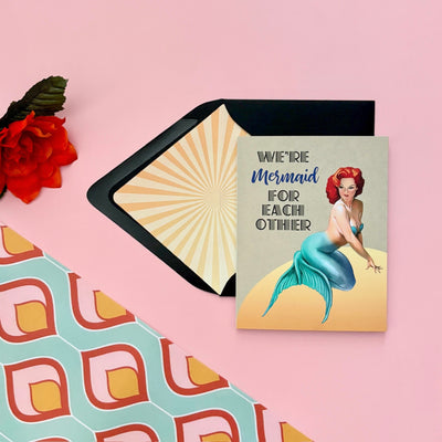 We're Mermaid For Each Other Pinup Greeting Card