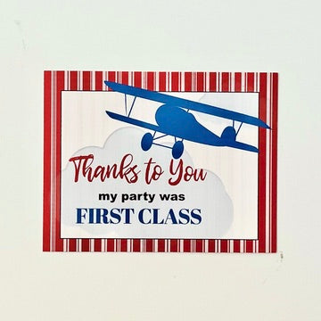 First Class Vintage Plane Child Birthday Thank You Card