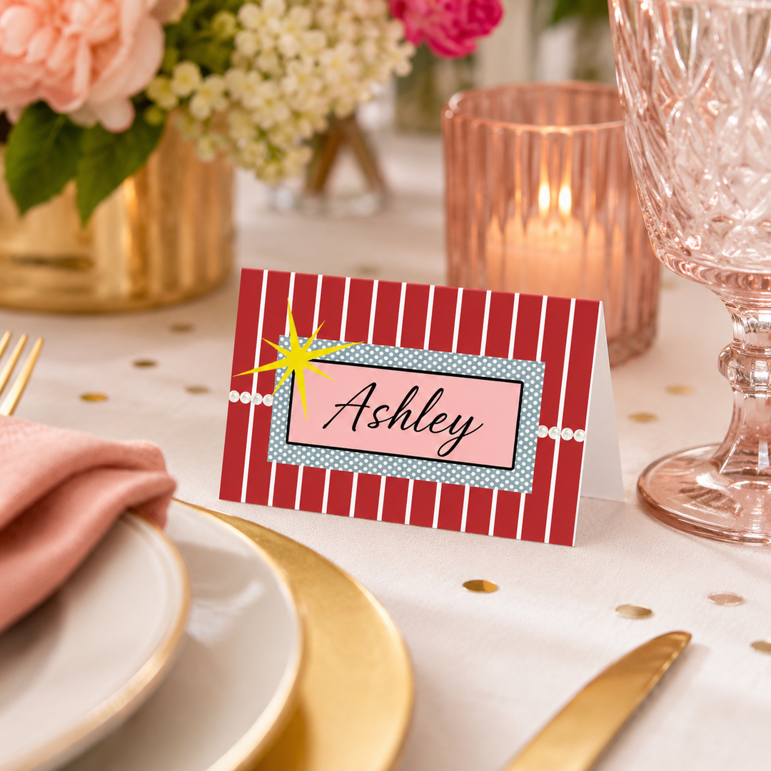 Polka Dot and Starburst Folded Place Cards