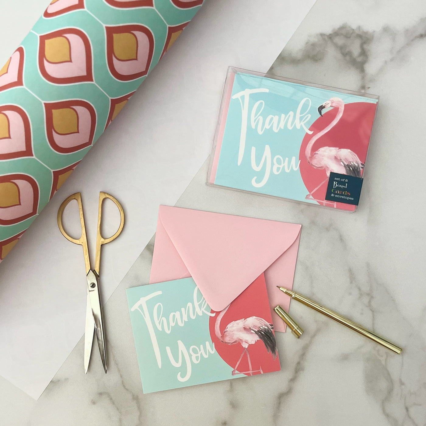 Flamingo Palm Springs Coastal Thank You Card