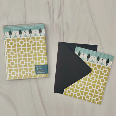 Breeze Block and Yellow Lotus Mid century Modern Notecard