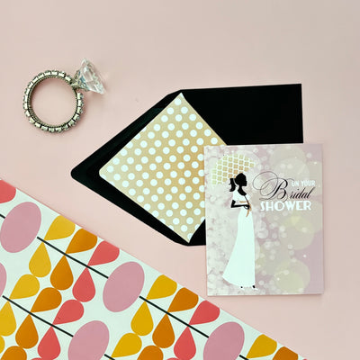 Classic Bride with Umbrella Modern Bridal Shower Card