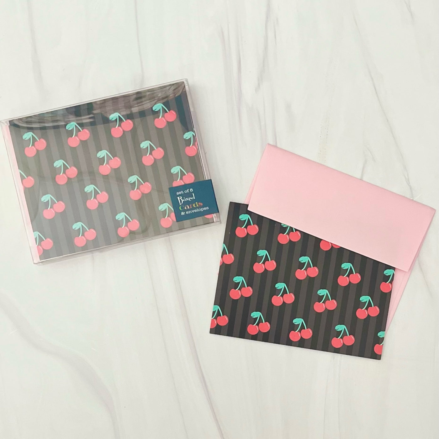 Retro Cherry Vintage Folded Notecard