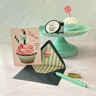 Cupcake Vintage Pinup Birthday Card