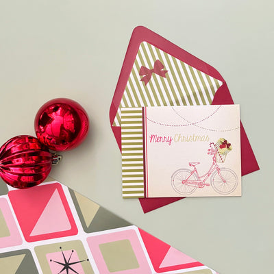 Holiday Vintage Bike with Gifts Christmas Greeting Card