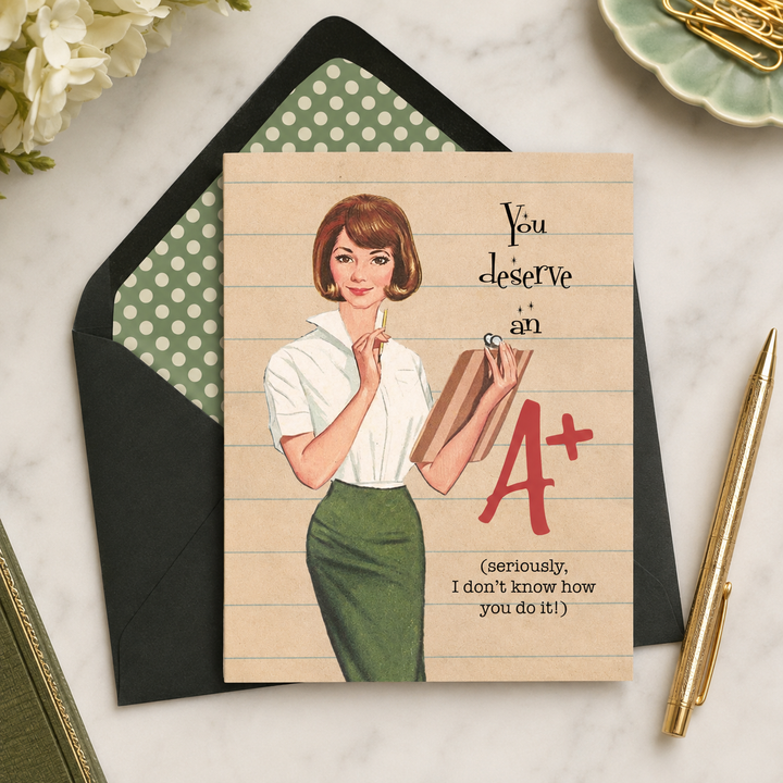 Funny Vintage Teacher Appreciation Greeting Card
