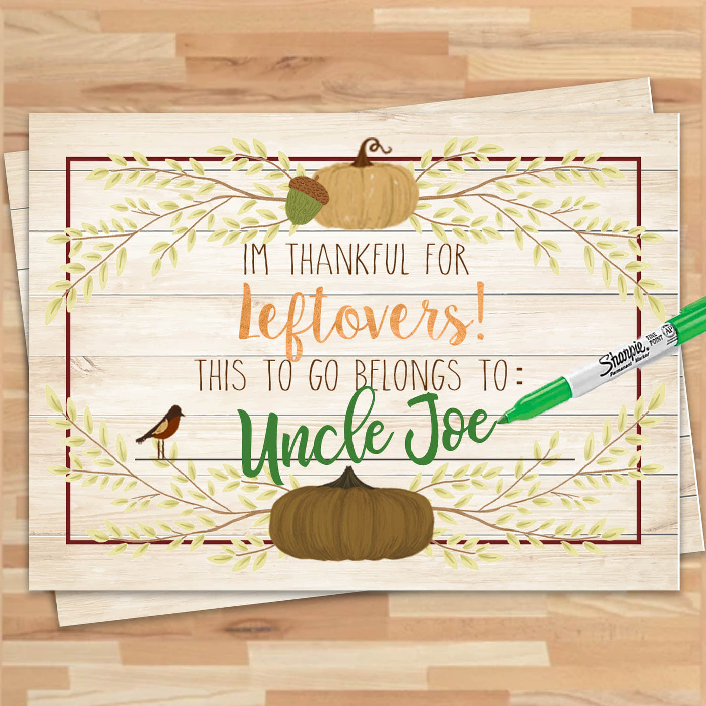 Acorn Leaf Mid Century Modern Thanksgiving Leftover Sticker