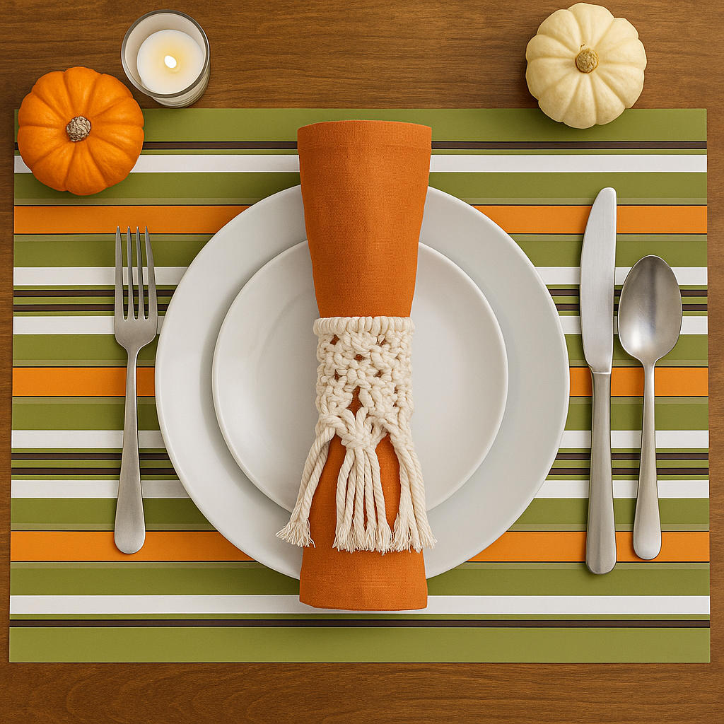 Double-Sided Paper Placemats – Mid-Century Hexagon & Stripe – Mod
