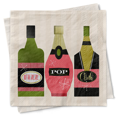 pop clink fizz mid century modern cocktail beverage napkin
