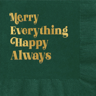 Merry Everything Happy Always Holiday Cocktail Beverage Napkin