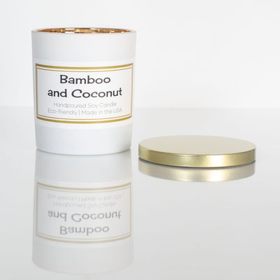 Matte Cream Bamboo and Coconut Soy Candle with Gold Lid