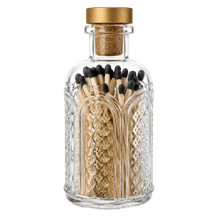 Black Tip Matches in Vintage Glass Jar