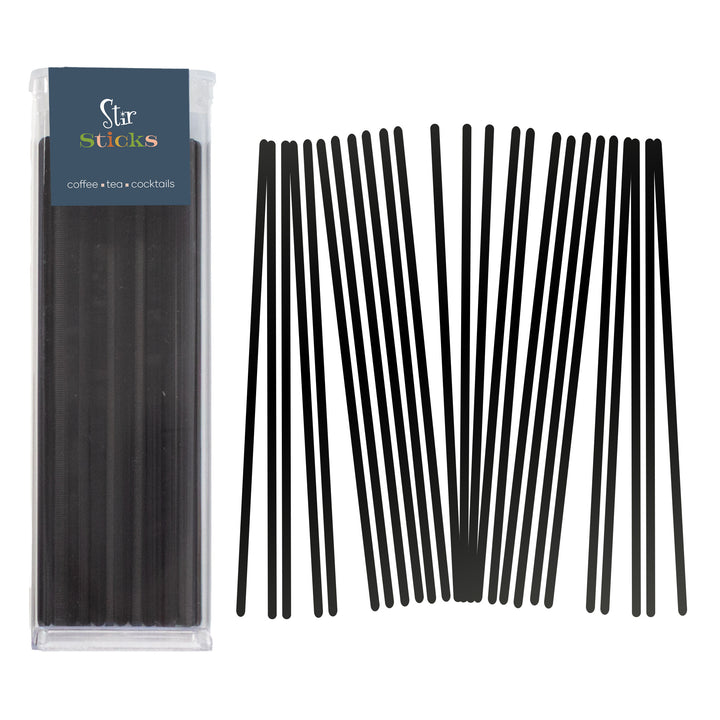 Set of black acrylic coffee stirrers for a color coordinated coffee bar