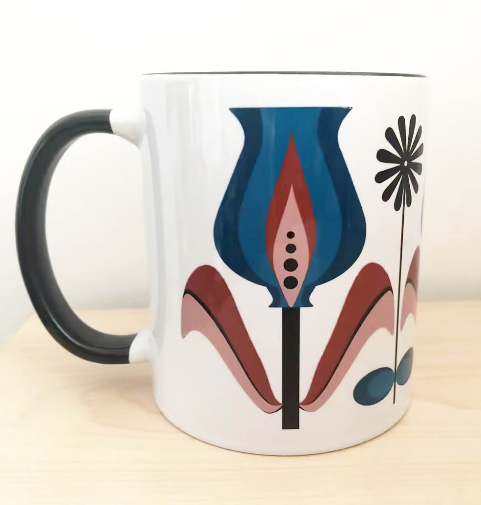 Bulb Tulip Mid Century Modern Flower Coffee Mug