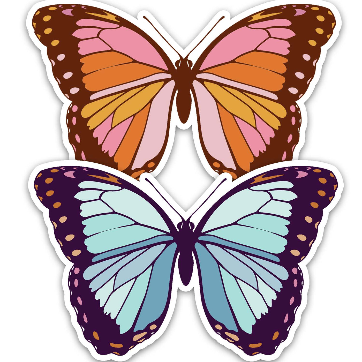 Pink Butterfly Retro Vinyl Sticker