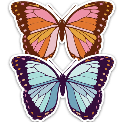 Blue Butterfly Retro Vinyl Sticker