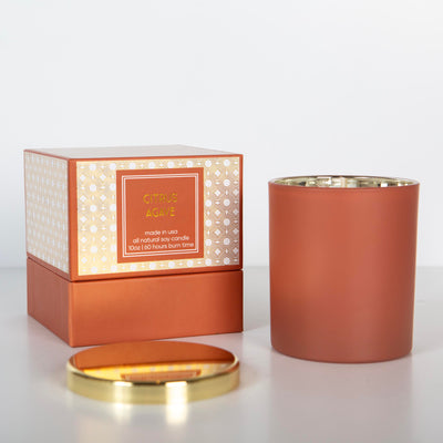 Citrus Agave Mid Century Modern Orange Gold Foil Box Candle