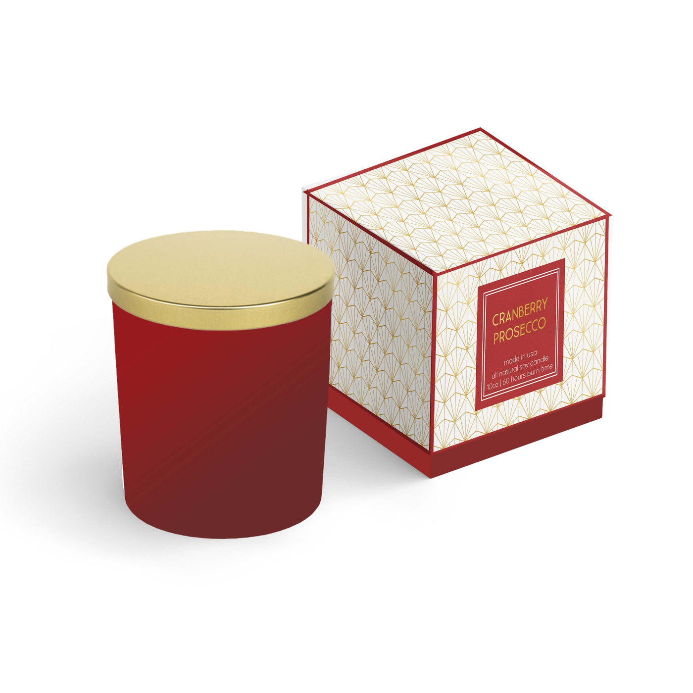 Cranberry Prosecco Mid Century Gold Foil Boxed Candle