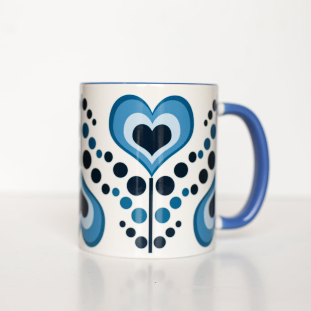 Blue Heart Flower Coffee Mug